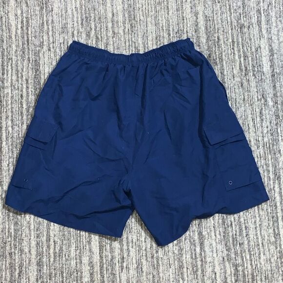 Sand N‎ Sun Mens Size Medium Swim Board Trunks Shorts Navy Blue Lined Pull On - Picture 4 of 4